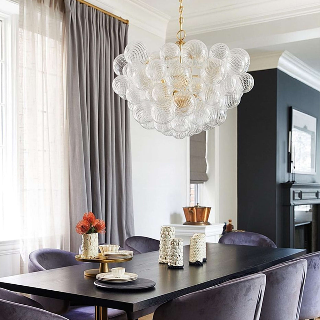 Talia Style Bubbled Clear Ball Swirled Textrue Glass Chandelier