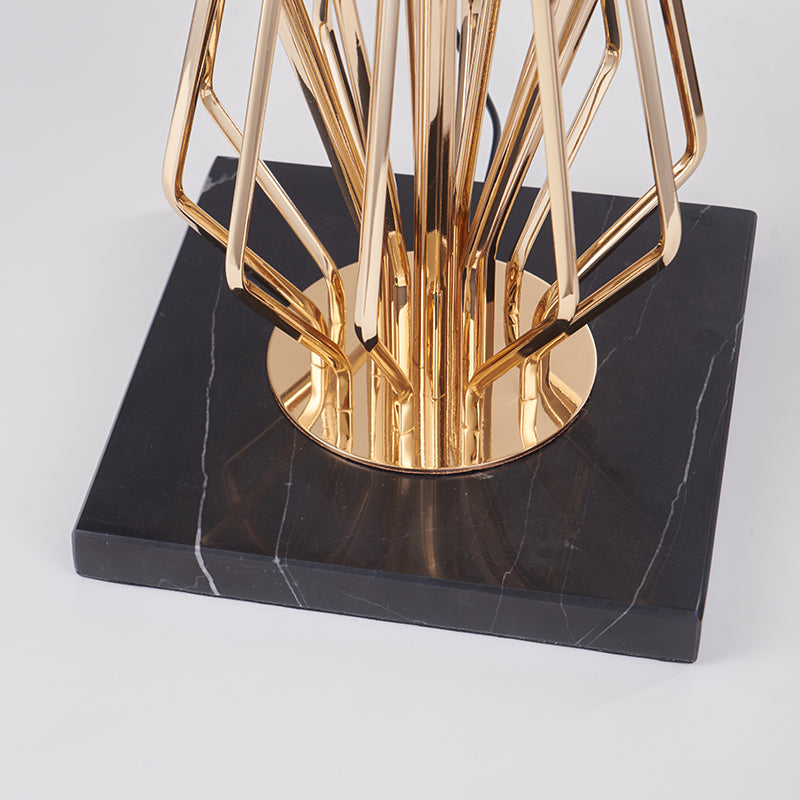 Table Lamps Black Marble Base Golden Frame Bedroom Bedside