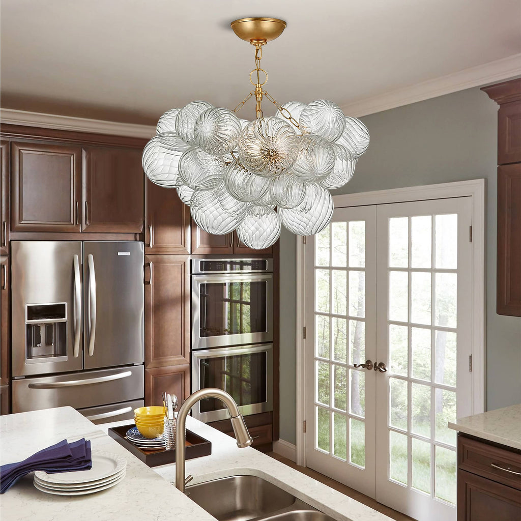Talia Style Bubbled Clear Ball Swirled Textrue Glass Chandelier