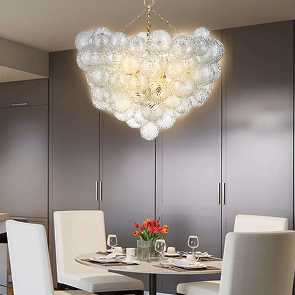 Talia Style Bubbled Clear Ball Swirled Textrue Glass Chandelier