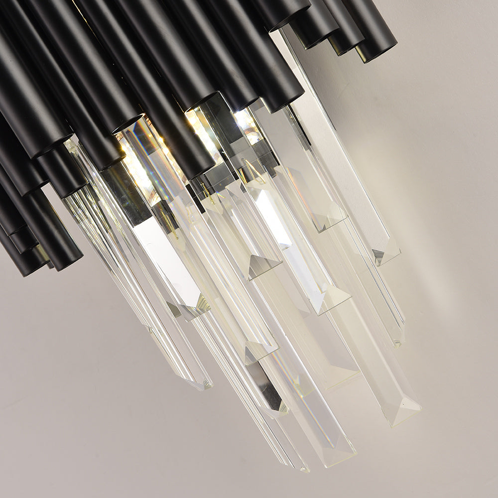 Modern Black Matte Steel Crystal Pendants  Wall Lamps