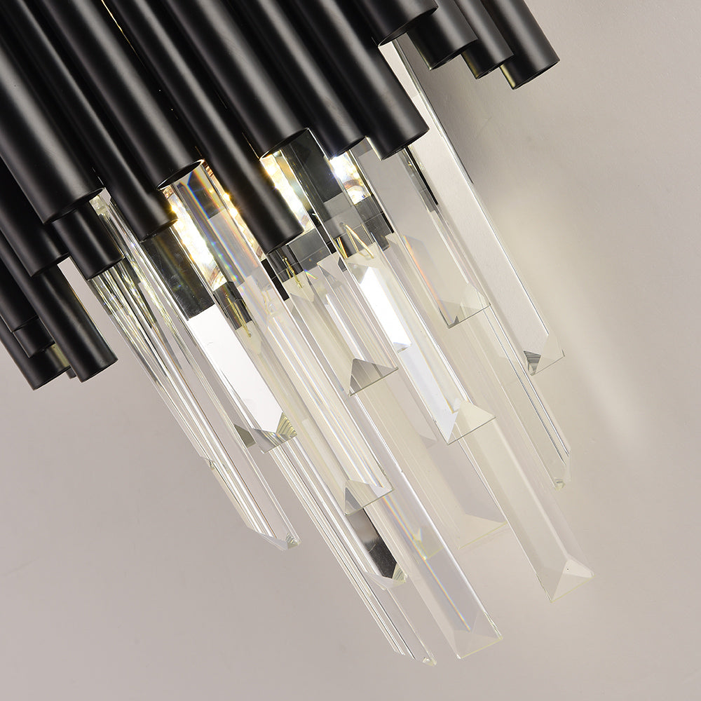 Modern Black Matte Steel Crystal Pendants Wall Lamps