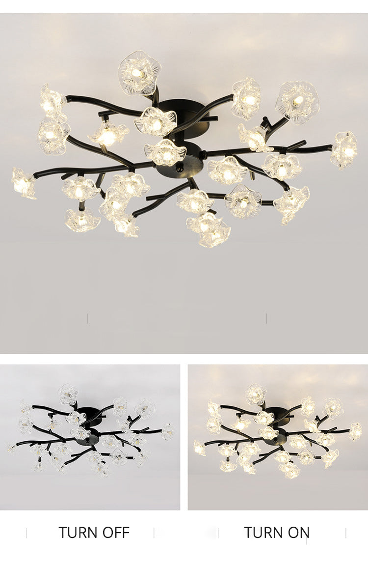 Ceiling In Blooming Modern Chandelier Crystal Flower Stem LED-Longree