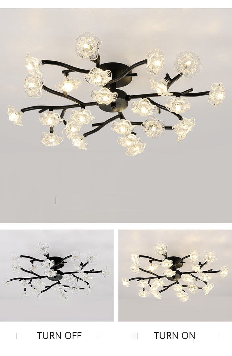 Ceiling In Blooming Modern Chandelier Crystal Flower Stem LED