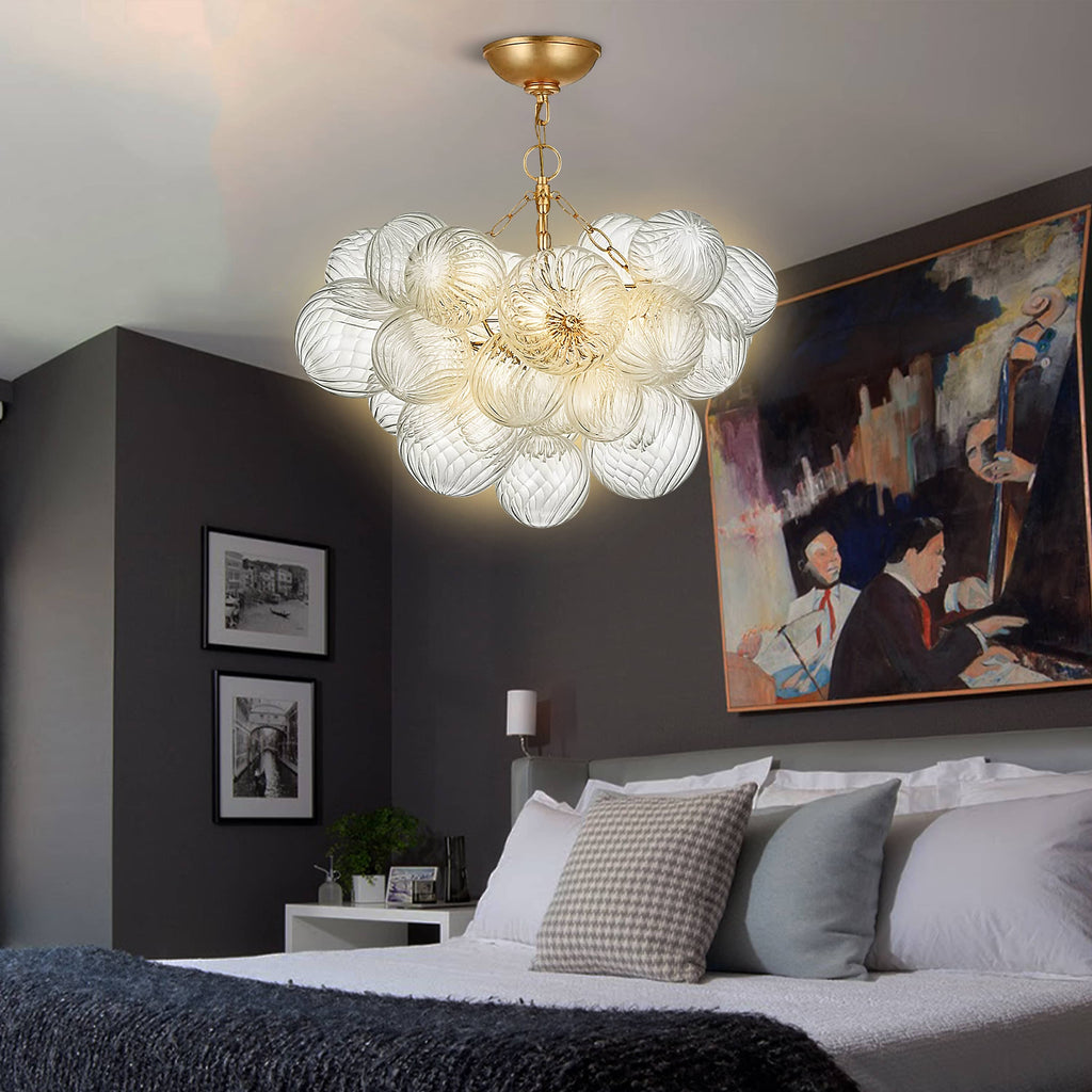 Talia Style Bubbled Clear Ball Swirled Textrue Glass Chandelier