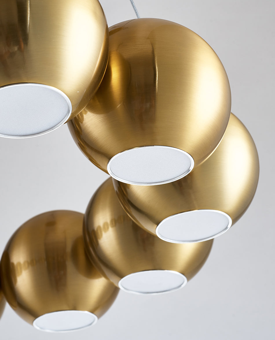 Modern Chandelier LED Golden Lanterns Metal Acrylic Pendant Light