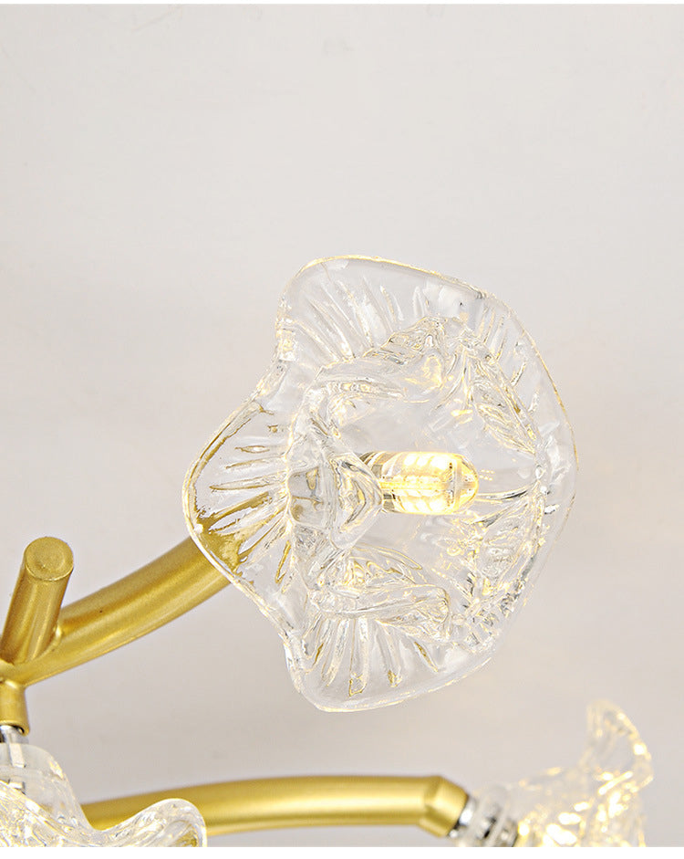 Ceiling In Blooming Modern Chandelier Crystal Flower Golden Stems