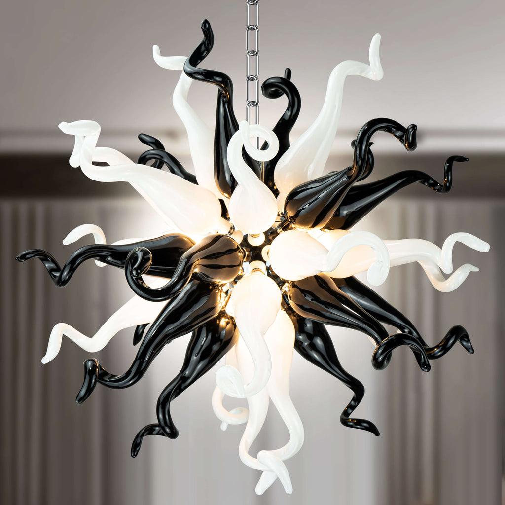 Black And White Chihuly Chandelier Sputnik Shape