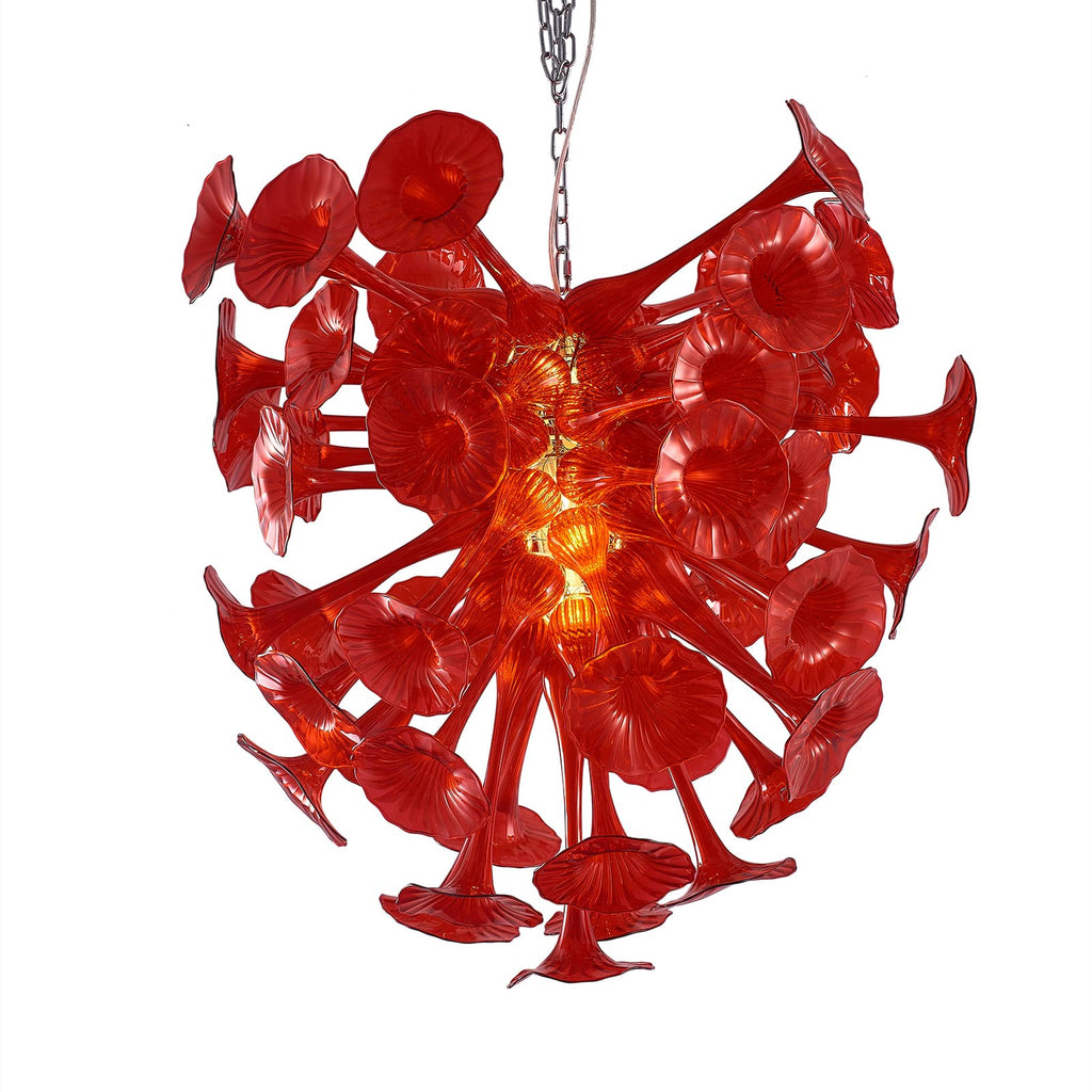 Red Calla Lily Blown Glass Chandelier Deluxe Home Decor