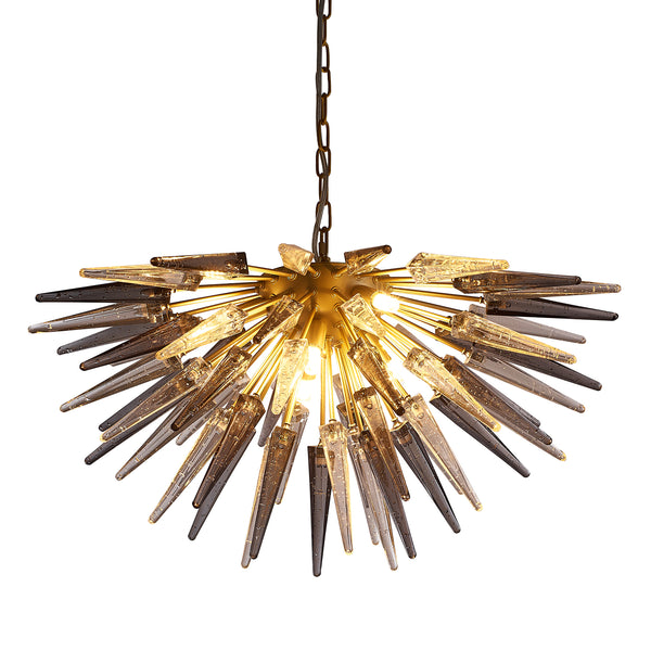 Modern Blown Glass Chandeliers Smoky Grey Half Sphere Shape