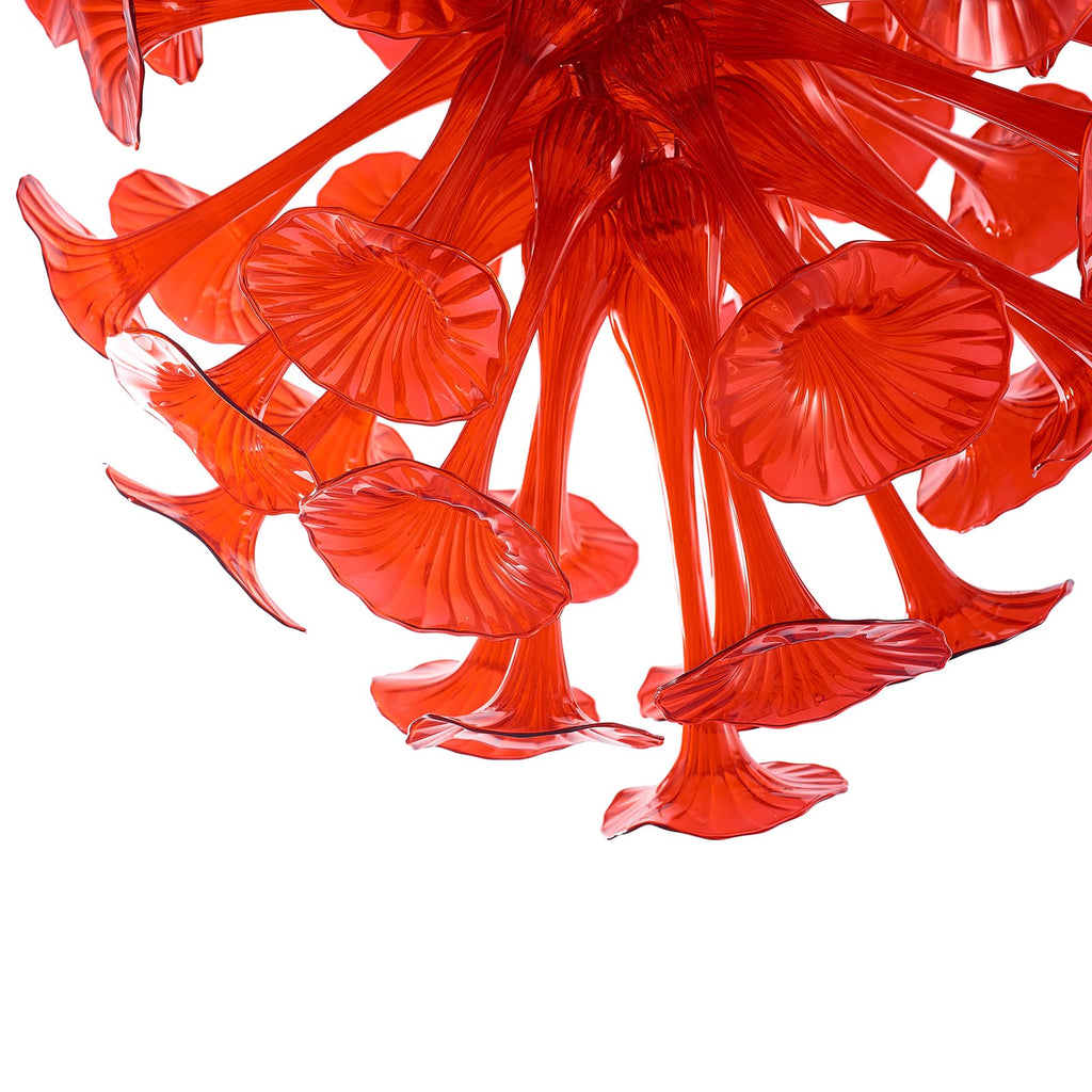 Red Calla Lily Blown Glass Chandelier Deluxe Home Decor