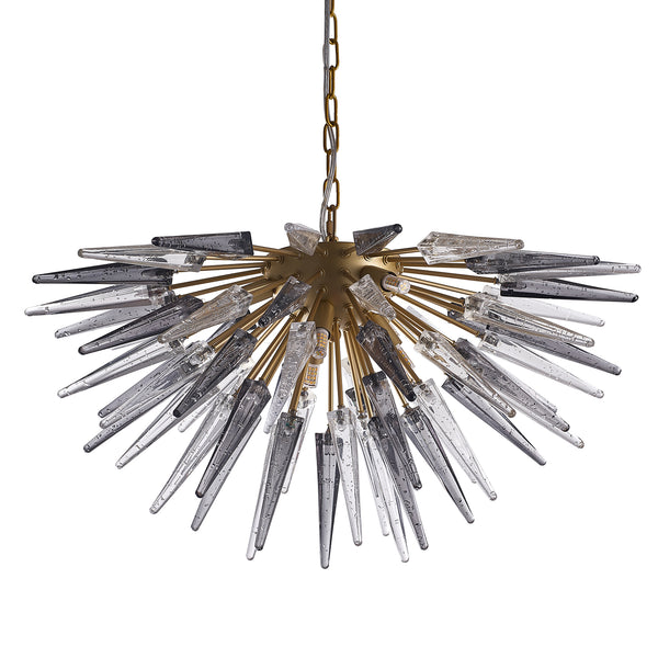 Modern Blown Glass Chandeliers Smoky Grey Half Sphere Shape