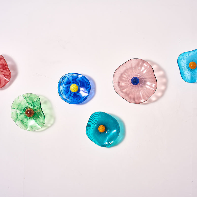 Colorful Hand Blown Glass Wall Plates Wall Mounted Floral Sconces Wall Flowers Art Decor Luxury Wall Hanging Plates Set