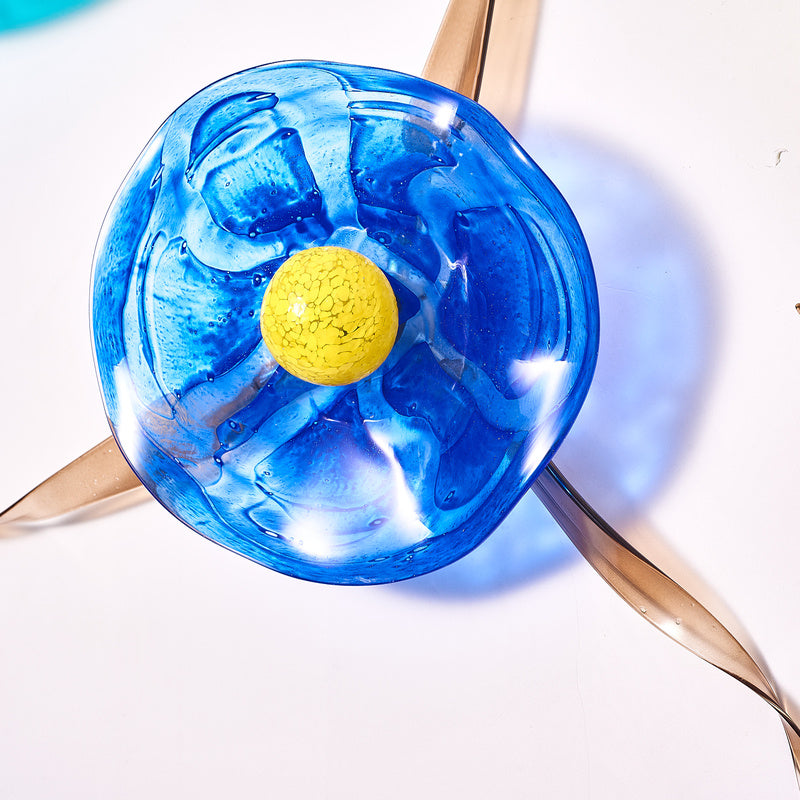 Blossoming Lotus Flower Mixed Colors Plates Hand Blown Glass Wall Plates Art Decor Luxury Wall Hanging Plates Set