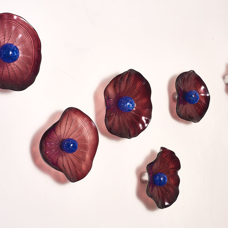Hand Blown Glass Wall Plates Wall Mounted Floral Sconces Art Decor Luxury Wall Hanging Plates Set