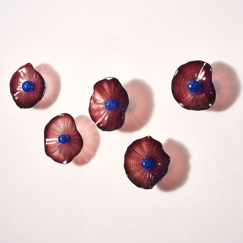 Hand Blown Glass Wall Plates Wall Mounted Floral Sconces Art Decor Luxury Wall Hanging Plates Set