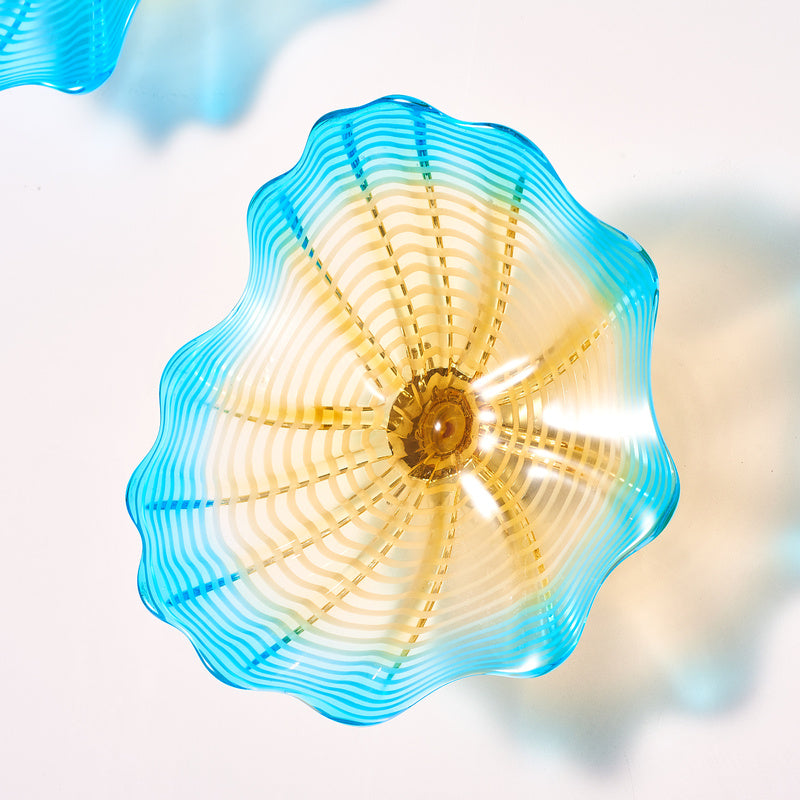 Hand Blown Glass Wall Plate Wall Art Wall Flower Home Decor Custom made Set LRP001