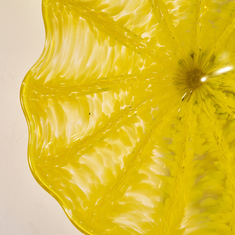 Hand Blown Glass Creative Pure cystal Yellow Wall Plate Wall Art Wall Flower Wall Mounted Sconces Home Decor Custom made Set