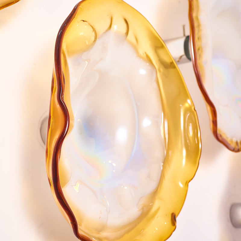 Hand Blown Glass Creative Cystal Golden And Pearl White Wall Plate Wall Art Wall Flower Wall Mounted Sconces Home Decor Custom made Set LRP005