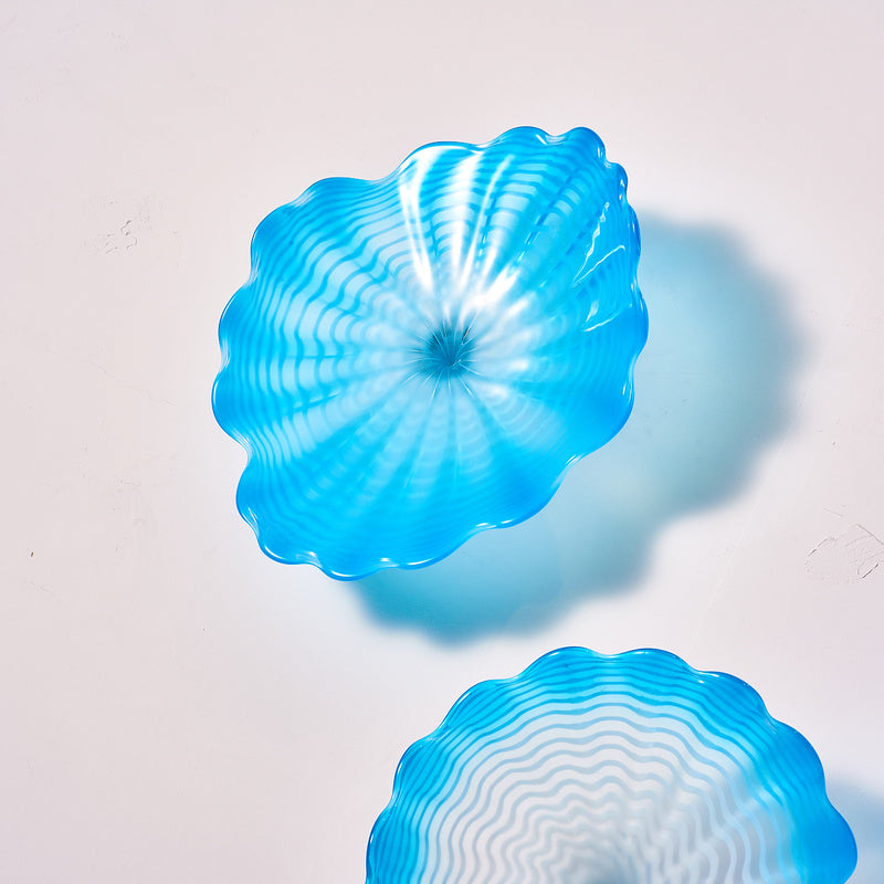 Hand Blown Glass Wall Plate Wall Art Wall Flower Home Decor Custom made Set