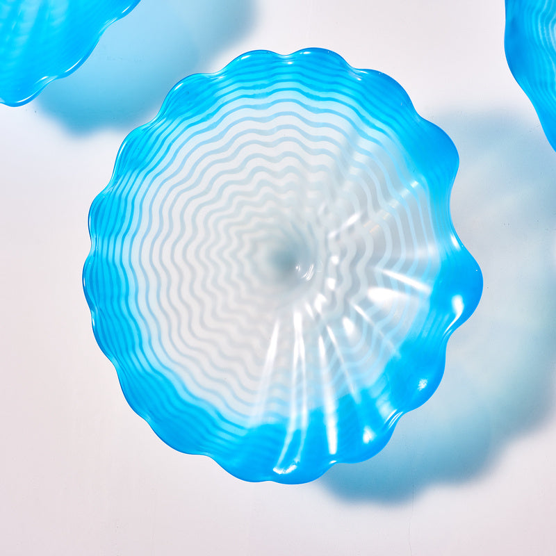 Hand Blown Glass Wall Plate Wall Art Wall Flower Home Decor Custom made Set