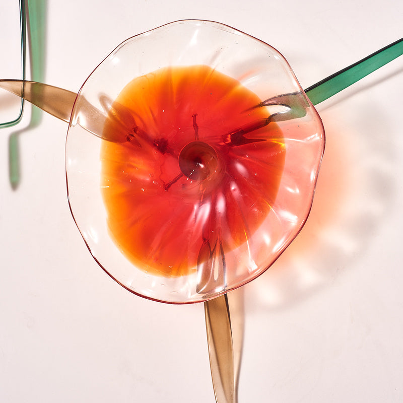 Hand Blown Glass Wall Plates Wall Mounted Floral Sconces Wall Flowers With Stems Art Decor Luxury Wall Hanging Plates Set