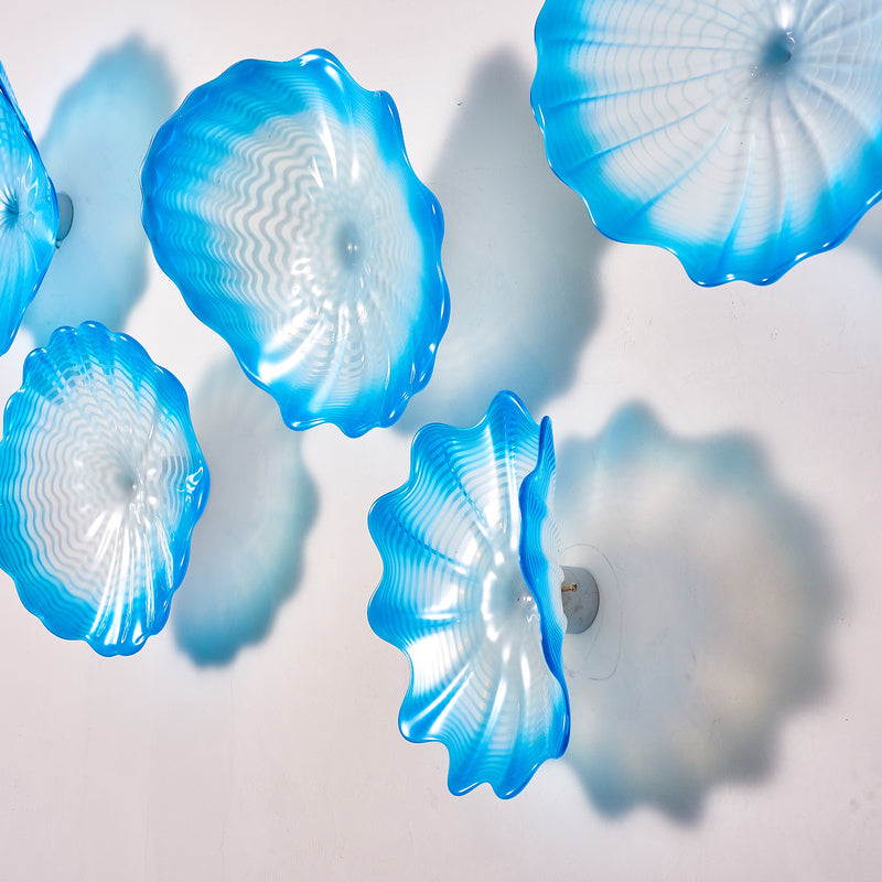 Hand Blown Glass Wall Plate Wall Art Wall Flower Home Decor Custom made Set