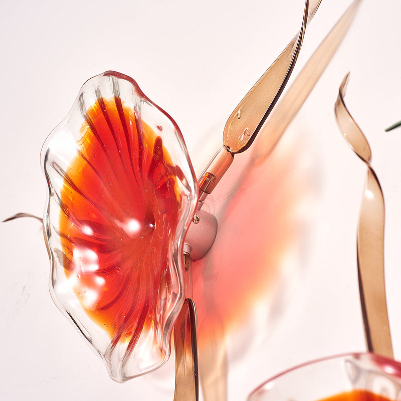 Hand Blown Glass Wall Plates Wall Mounted Floral Sconces Wall Flowers With Stems Art Decor Luxury Wall Hanging Plates Set