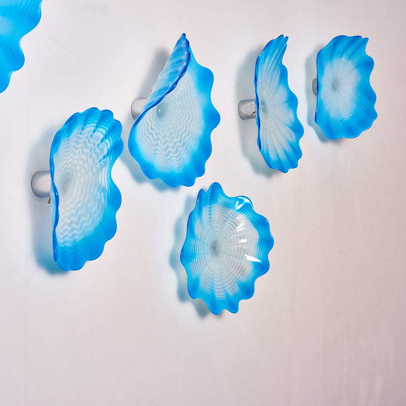 Hand Blown Glass Wall Plate Wall Art Wall Flower Home Decor Custom made Set