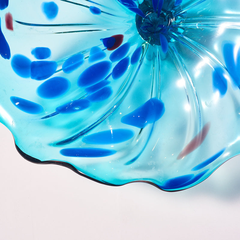 Hand Blown Glass Creative Cystal Blue Wall Plate Wall Art Wall Flower Wall Mounted Sconces Home Decor Custom made Set