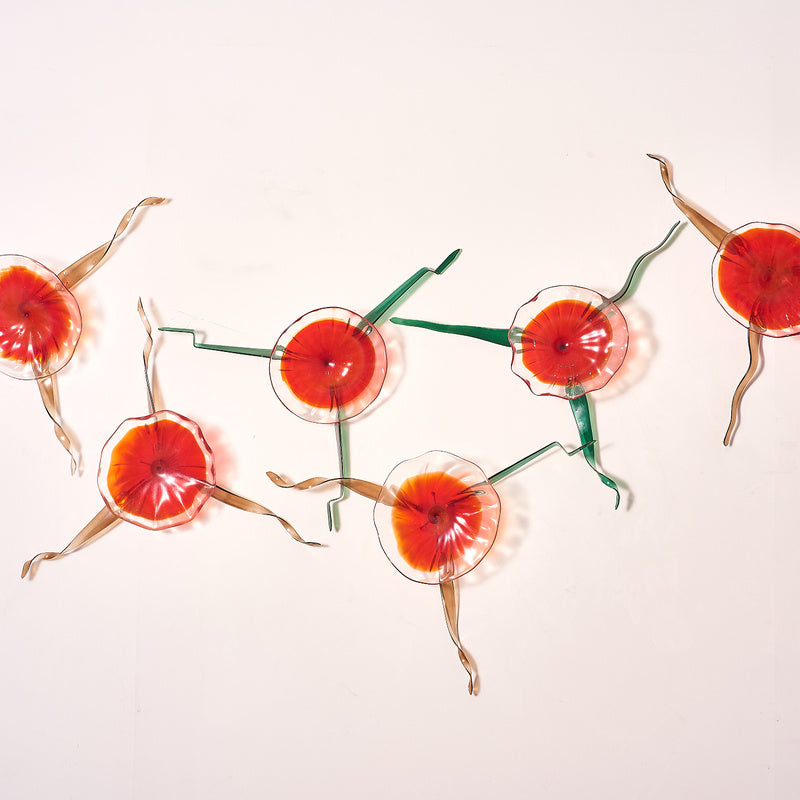 Hand Blown Glass Wall Plates Wall Mounted Floral Sconces Wall Flowers With Stems Art Decor Luxury Wall Hanging Plates Set