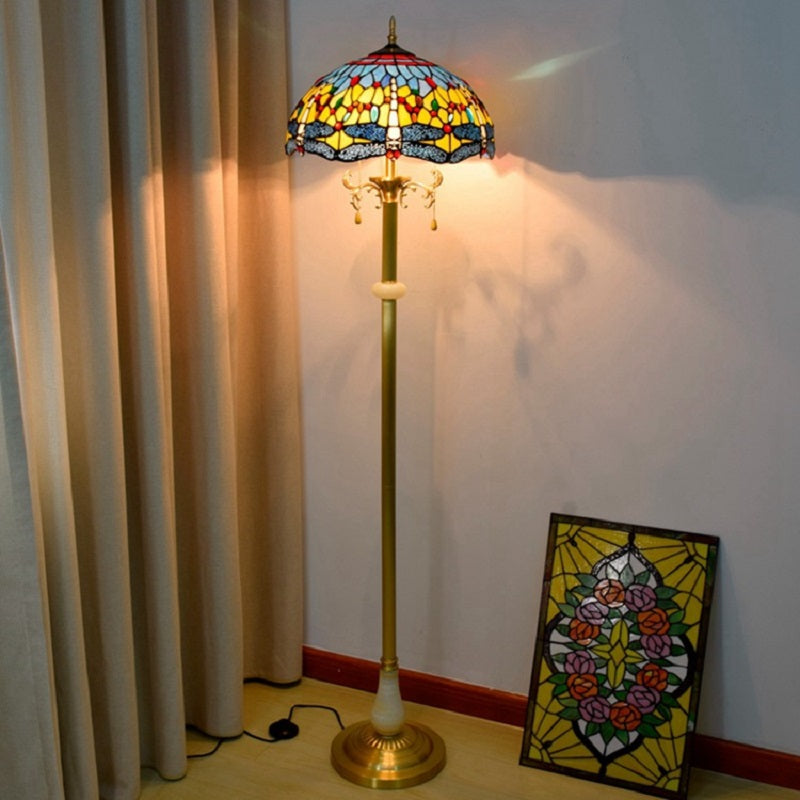 Floor Lamp Tiffany Style Dragonfly Stained Glass Lamp Shade