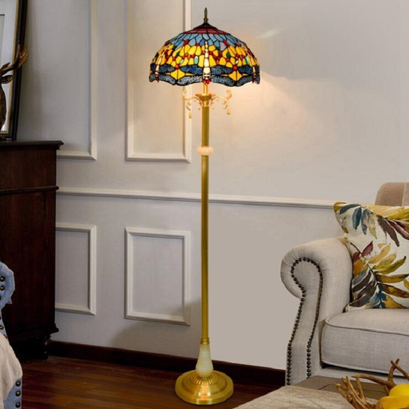 Floor Lamp Tiffany Style Dragonfly Stained Glass Lamp Shade