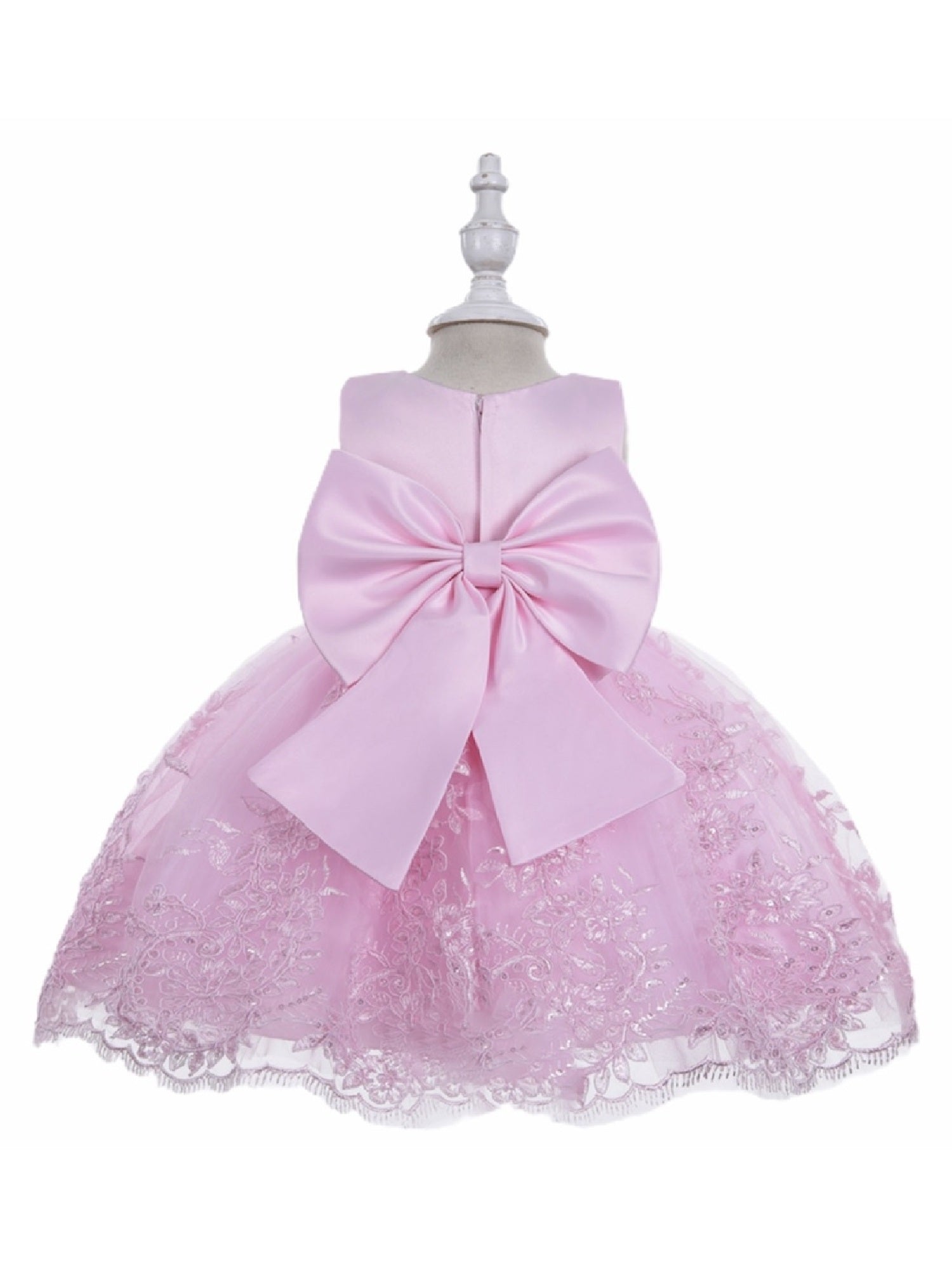 Little Girls Pink Rhinestone Embellished Sash Flower Girl Dress 2T-4T