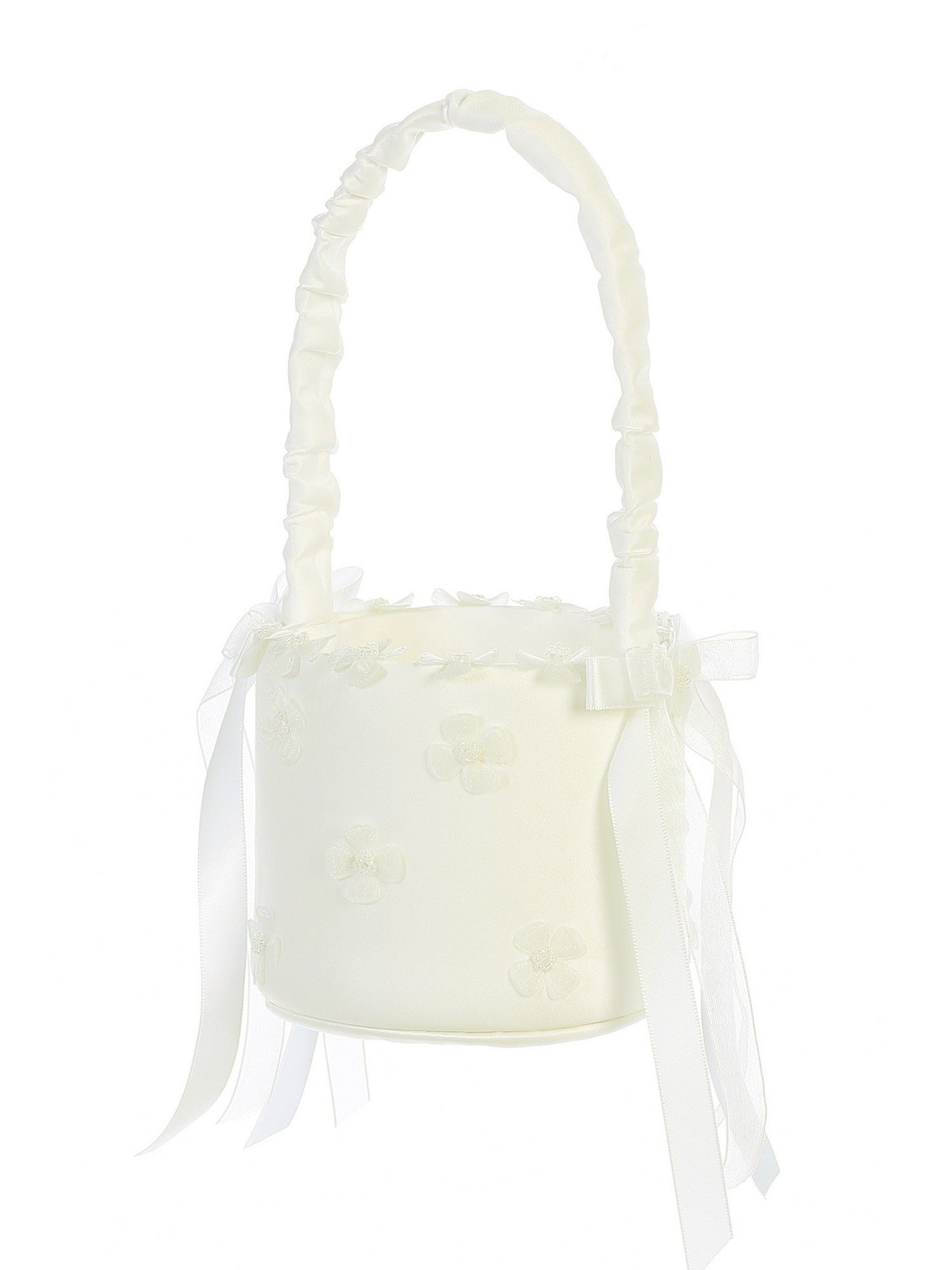 Girls Ivory Pearls Daisy Flowers Stylish Flower Girl Basket