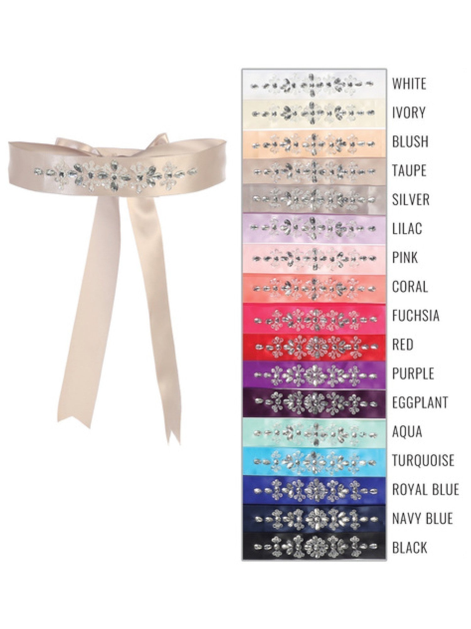 Girls Multi Color Satin Beadwork Special Occasion Ribbon Sash