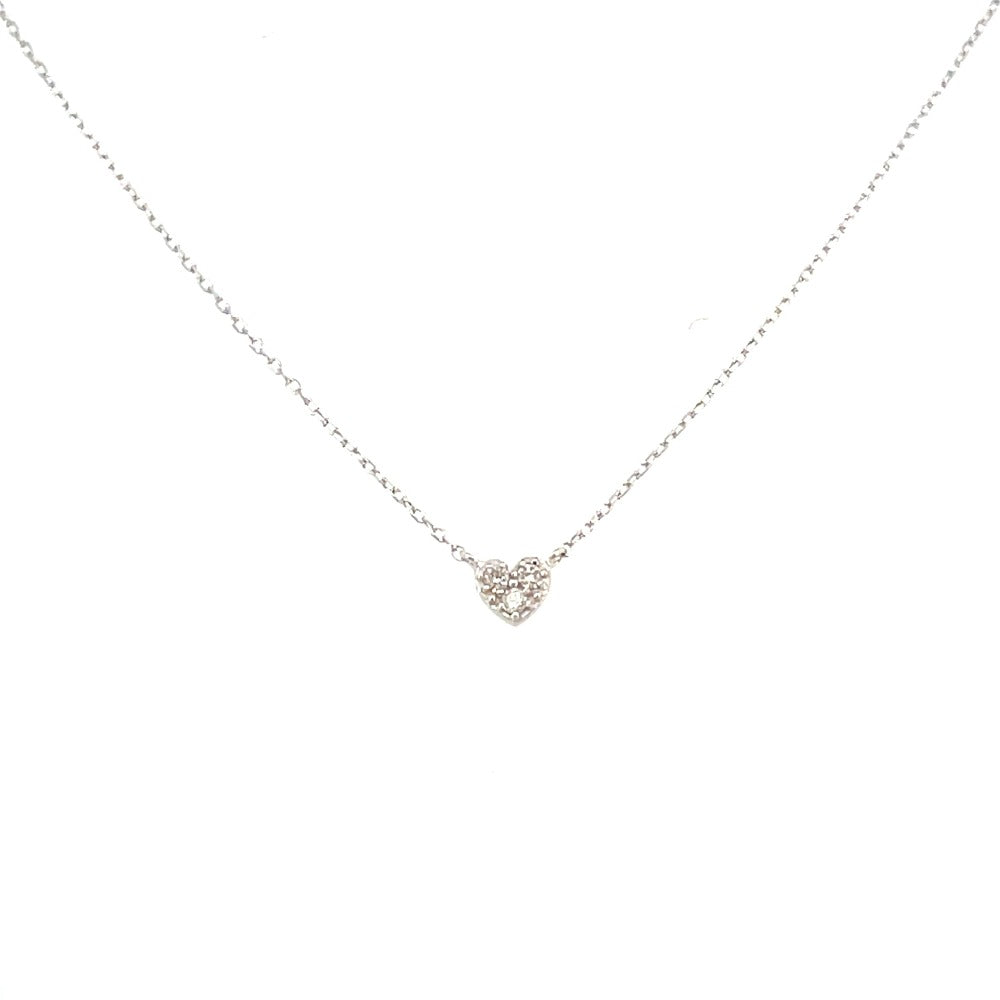 14K White Gold Diamond Heart Pendant | Aurelie Gi