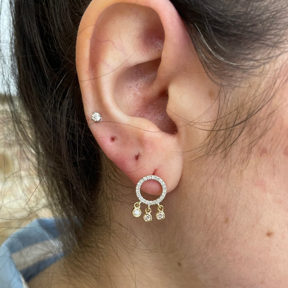 14KY Diamond Circle and Dangle Earrings .47 CTW