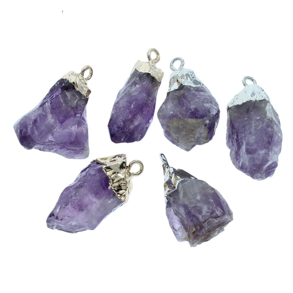 Raw Amethyst Pendant 15-37mm Healing Crystal 5pcs