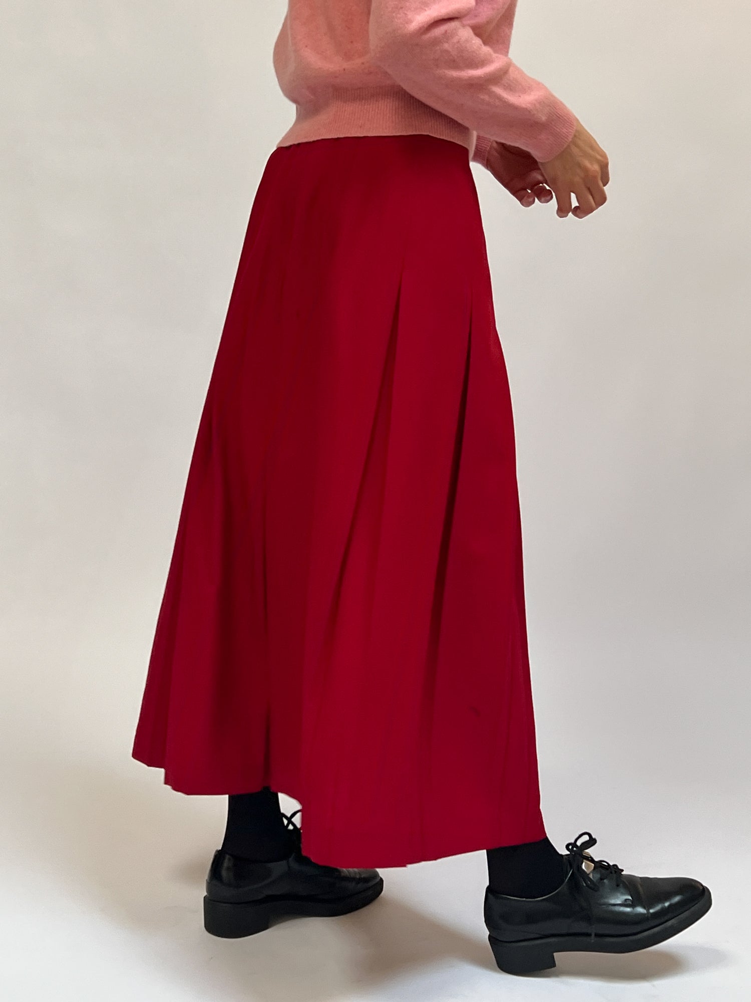 Candy Red Pleated Skirt (M)