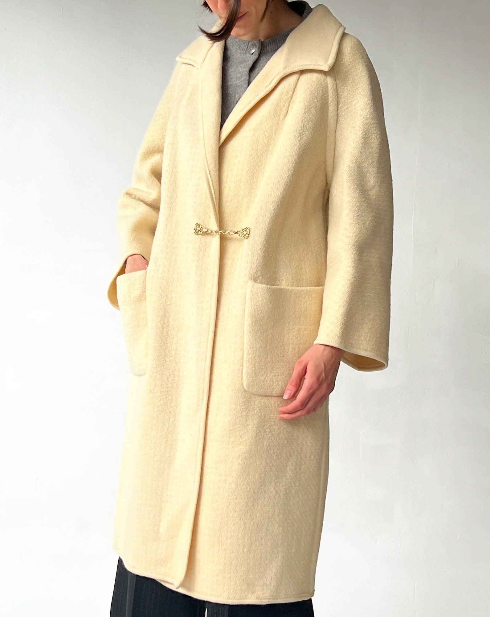 Cream Wool Blanket Overcoat (M)