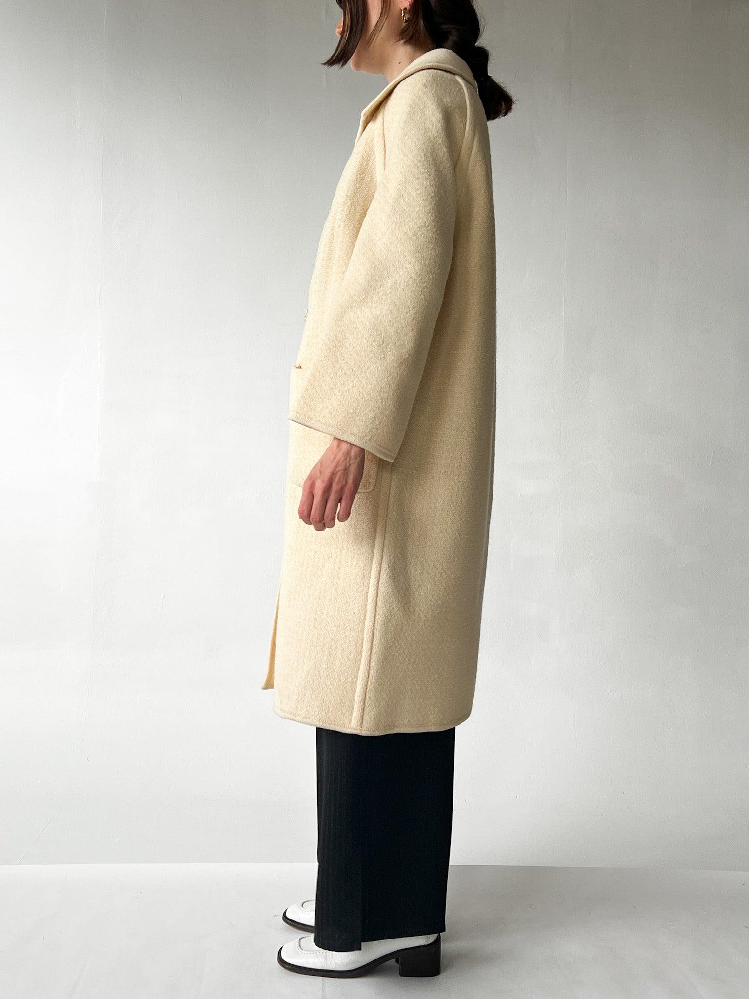 Cream Wool Blanket Overcoat (M)