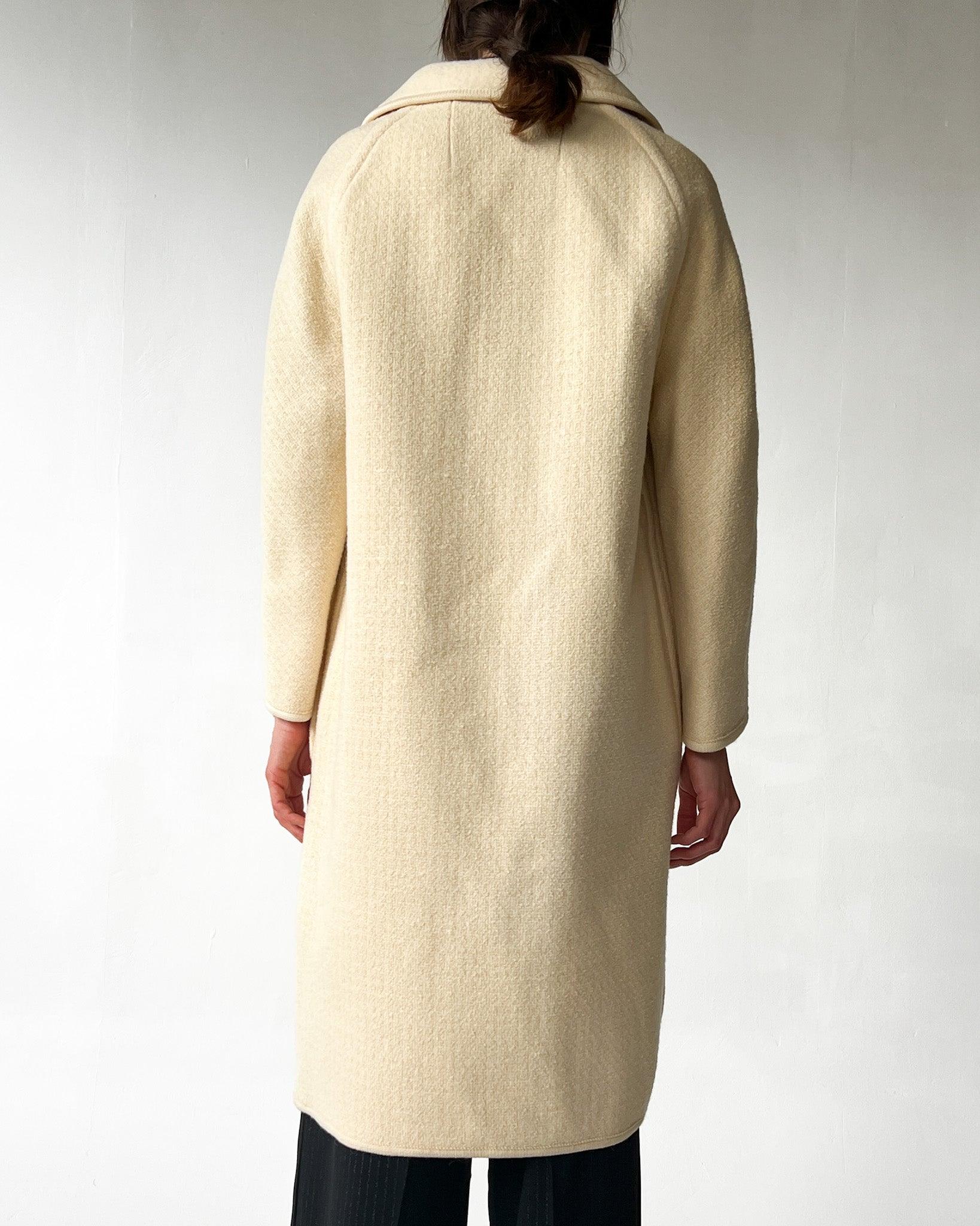 Cream Wool Blanket Overcoat (M)