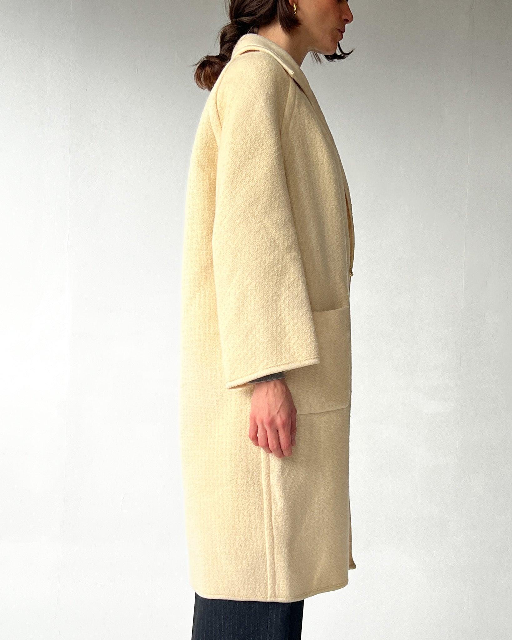 Cream Wool Blanket Overcoat (M)