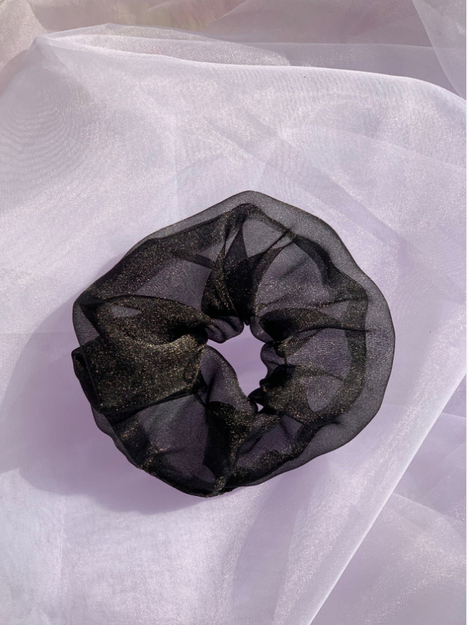 Mini Organza Scrunchie in Black Shimmer