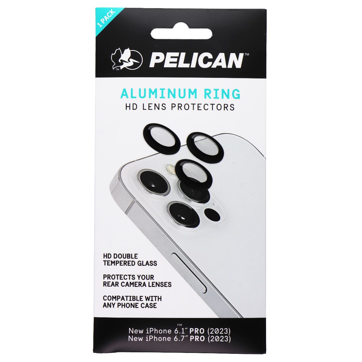 Pelican Aluminum Ring HD Lens Protectors for iPhone 15 Pro Max/15 Pro - Black