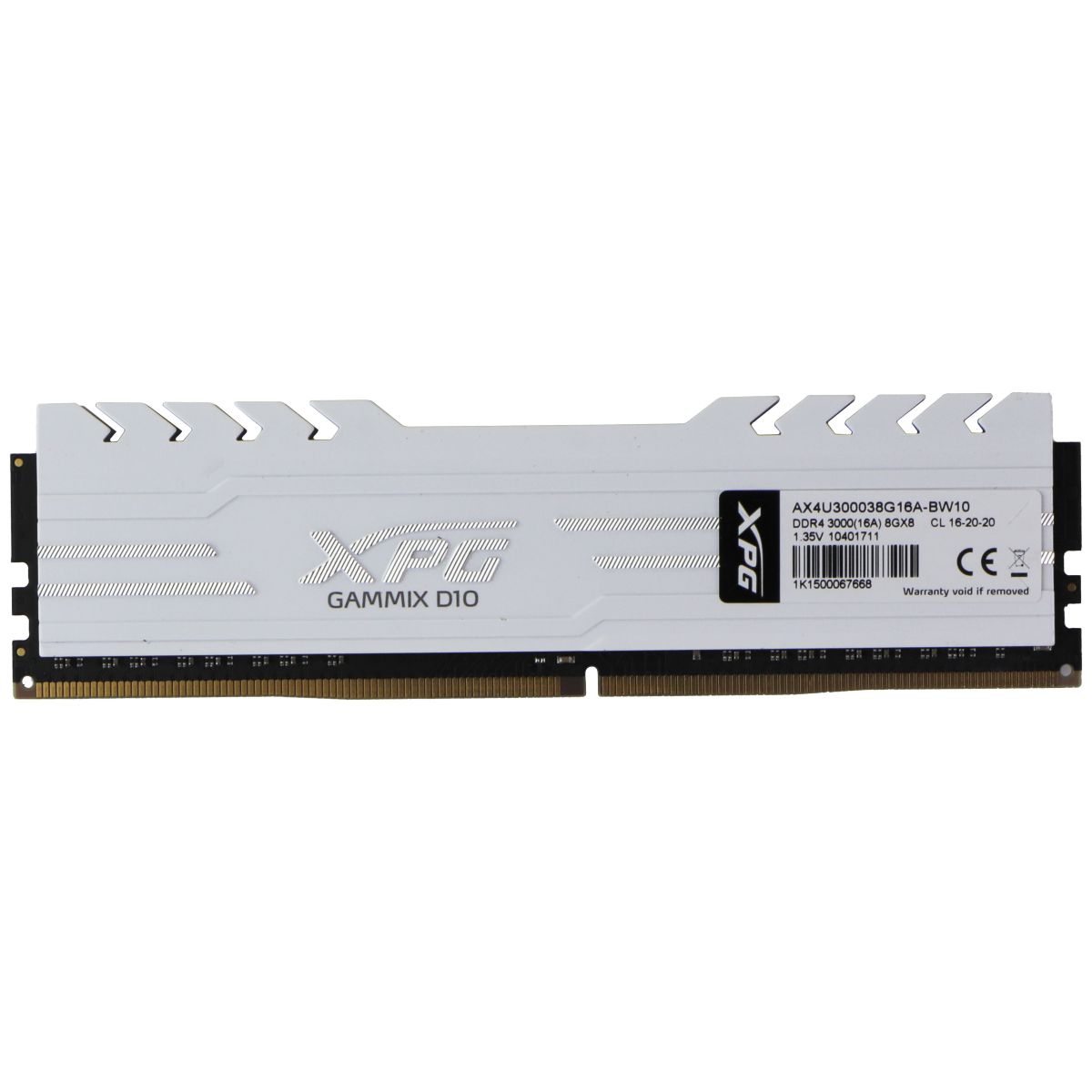 XPG Gammix D10 (8GB) DDR4 8Gx8 3000MHz Desktop RAM Memory AX4U300038G16A-BW10
