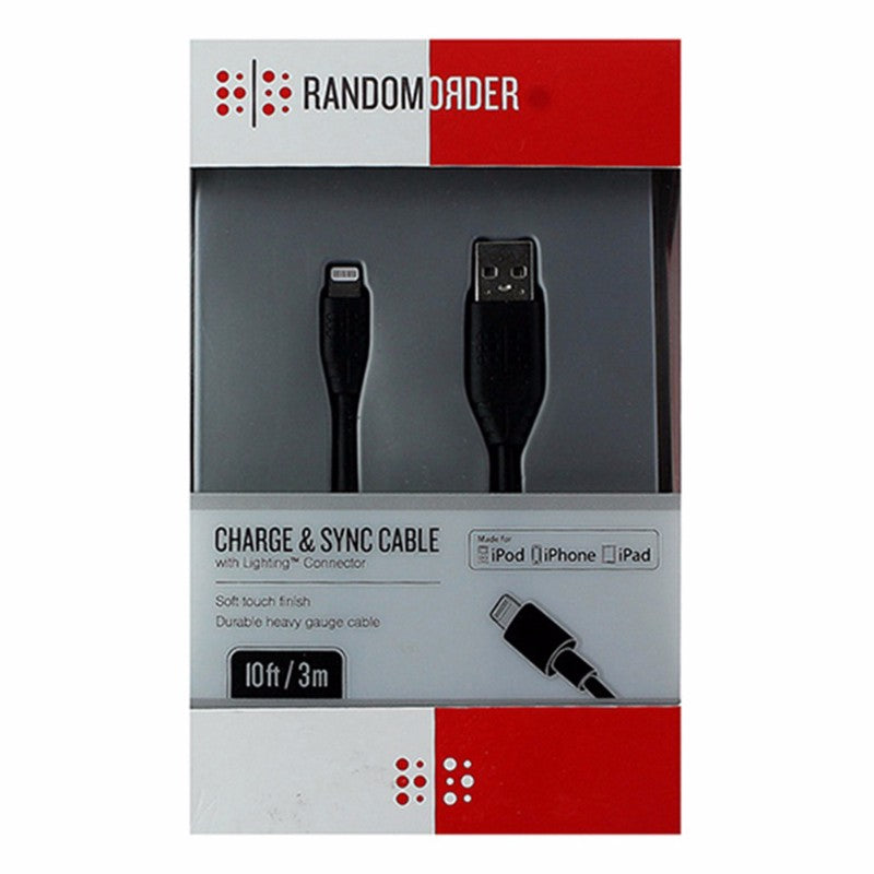 Random Order (IP5-DATA3MBK-RO) 10Ft Charge and Sync Cable for iPhones