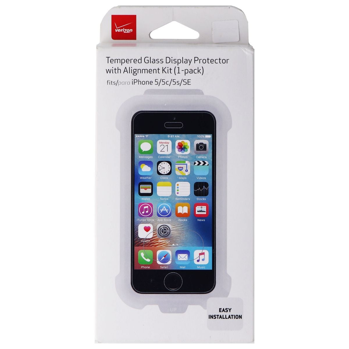 Verizon Tempered Glass Display Protector w/ Alignment Kit for iPhone SE / 5s / 5