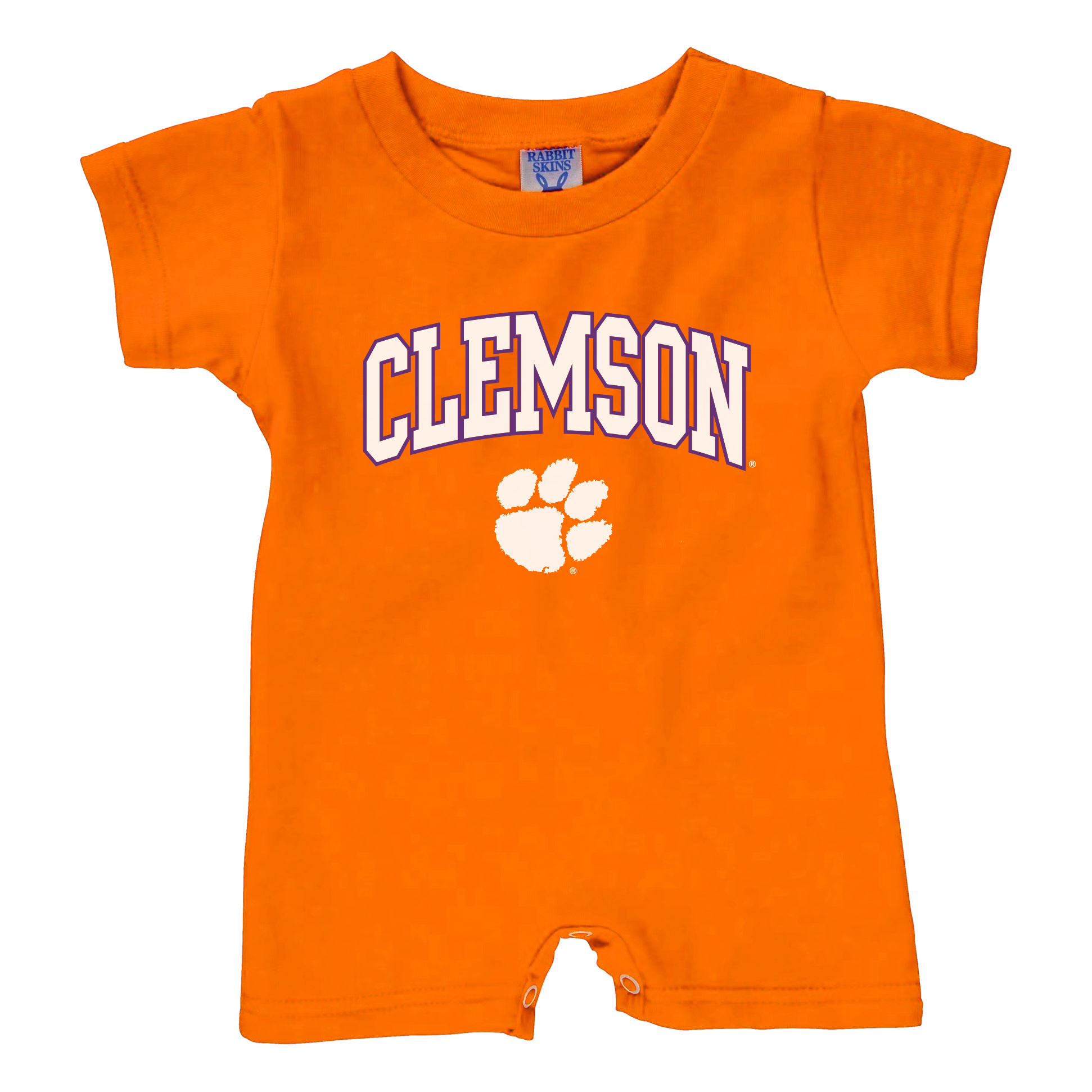 Clemson White and Purple Arch and Paw Romper | Infant - Orange